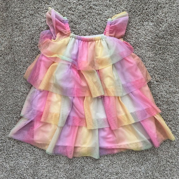 Janie and Jack Rainbow Tiered Tulle Dress with Flutter Sleeves- Size 2T - Picture 1 of 1